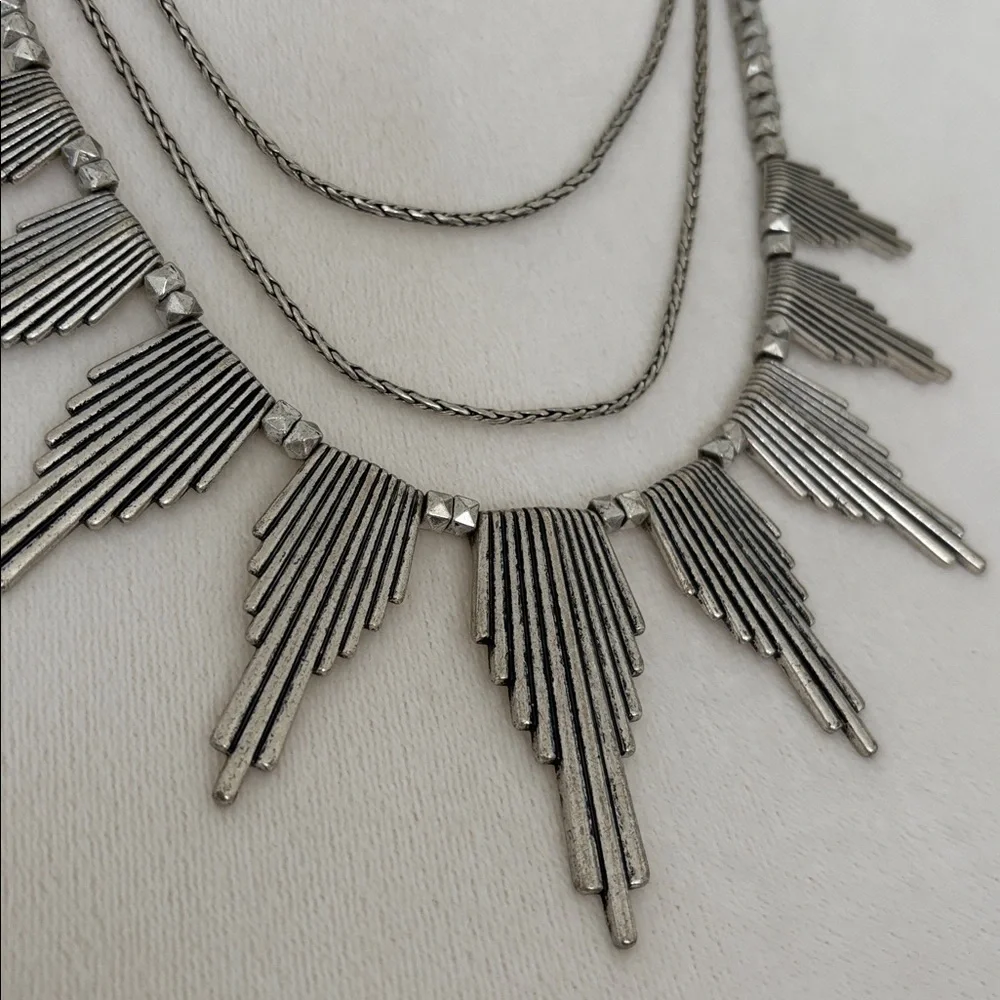 Lucky Brand Silver Fringe Statement Layered Necklace - OS - Picture 1 of 4